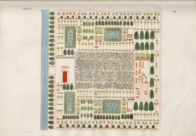 Der Garten als Bestandteil eines geometrischen Ordnungsprinzips
Garten des Amun-Tempels von Karnak (um 1400 v. Chr.)