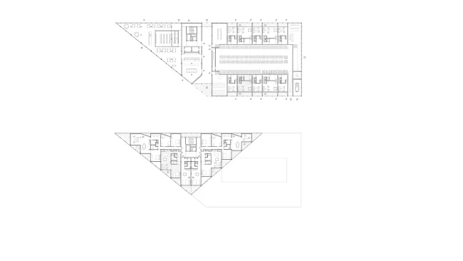oben: Grundriss Erdgeschoss

unten: Regelgrundriss Tower, 4 Sp&auml;nner