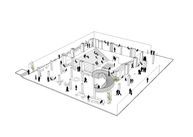 Forum Portalgeb&auml;ude, E2A / Nickl & Partner, Axonometrie: E2A